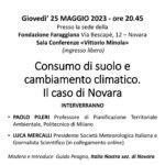“Consumo di suolo e cambiamento climatico. Il caso di Novara” (Novara, 25 maggio 2023)