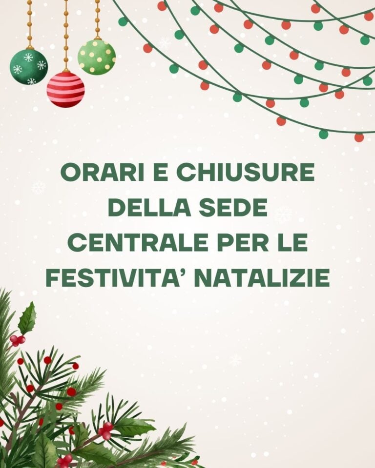 Orari e chiusure della sede centrale per le festività natalizie