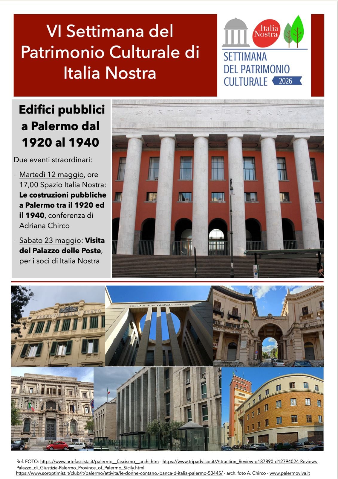 Italia Nostra Palermo Edifici Pubblici 1920 1940 Maggio 2026 italia nostra settimana patrimonio culturale
