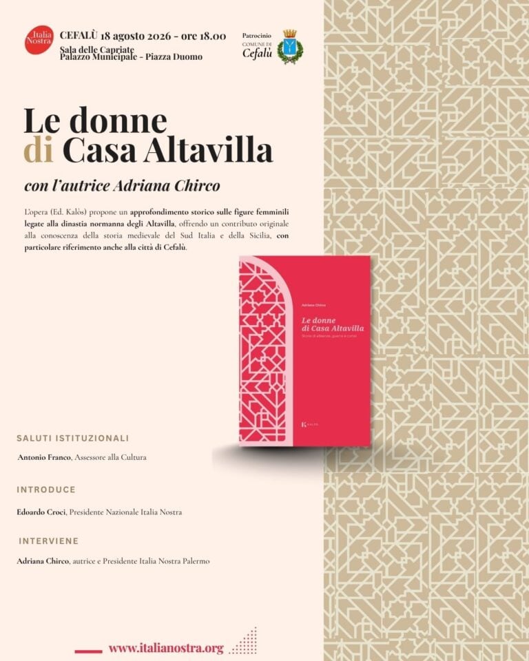 Cefalù ospita la presentazione del libro “Le donne di Casa Altavilla” di Adriana Chirco