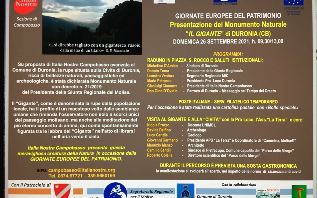 GEP 2021 – Presentazione del Monumento Naturale “Il gigante” di Duronia