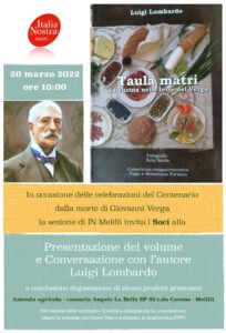 Presentazione del volume “Taula matri” e conversazione con l’autore Luigi Lombardo