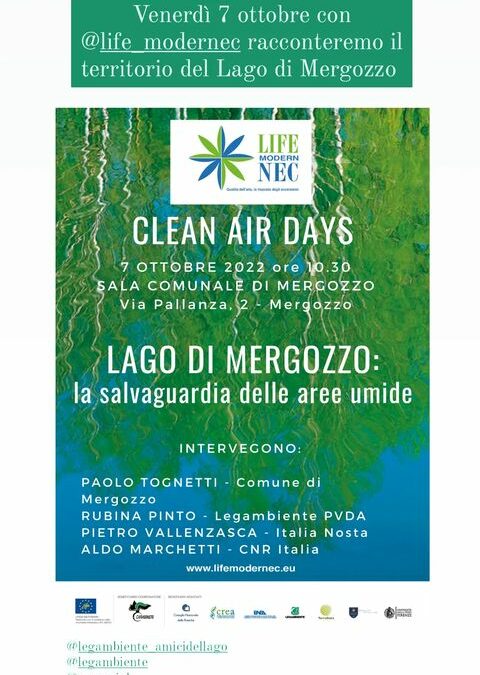 Clean Air Days, Lago di Mergozzo: la salvaguardia delle aree umide