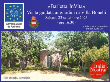 GEP 2023, “Barletta INvita” visite ai giardini di Villa Bonelli