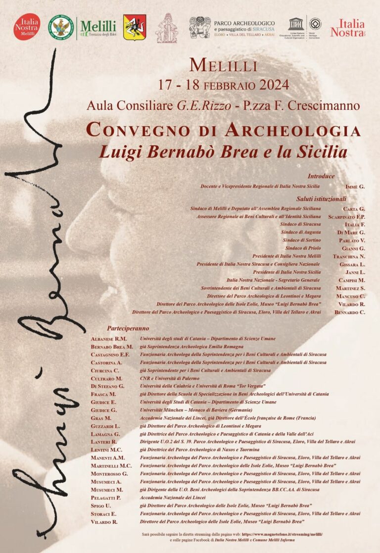Il 17-18 febbraio prossimi convegno di Archeologia “Luigi Bernabò Brea e la Sicilia”
