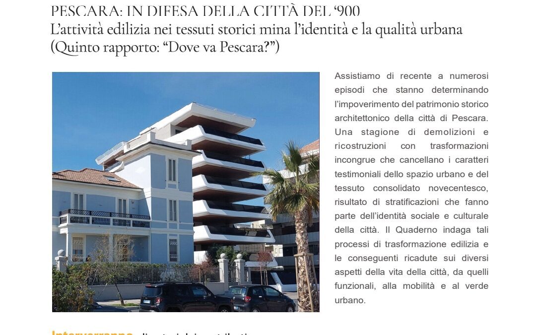 Pescara: presentazione del Quaderno n. 9