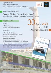 Crotone: presentazione del libro di Georg Gissing “Verso il Mar Ionio”