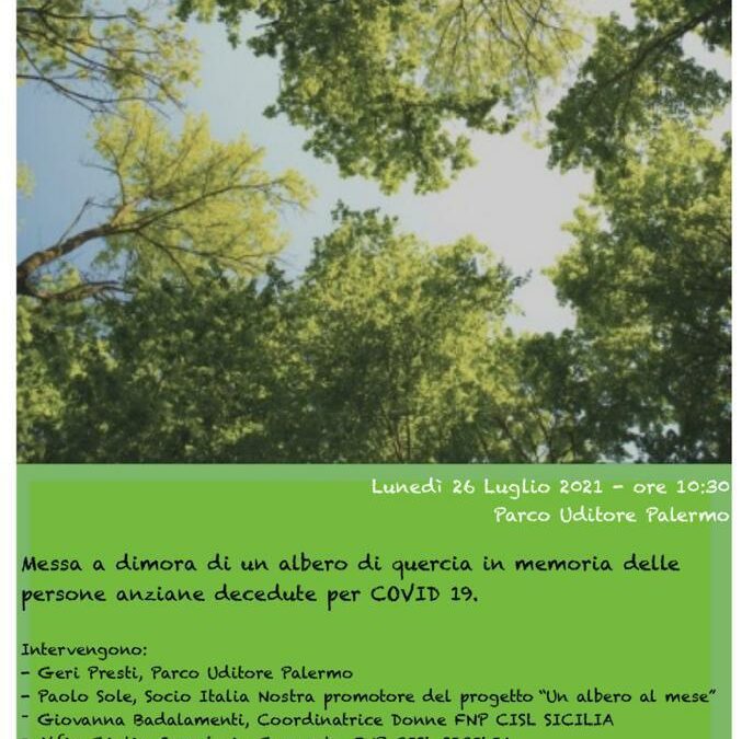A Palermo, al parco Uditore una quercia per le vittime del Covid-19