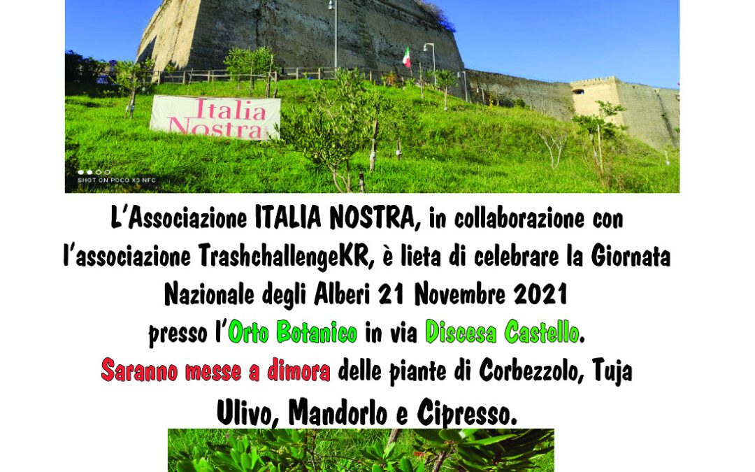 Giornata Nazionale dell’Albero 21-22 Novembre 2021 a Crotone