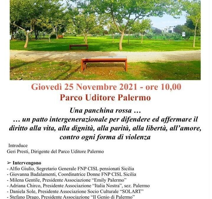 Italia Nostra Palermo: una panchina rossa al parco Uditore per dire no alla violenza sulle donne