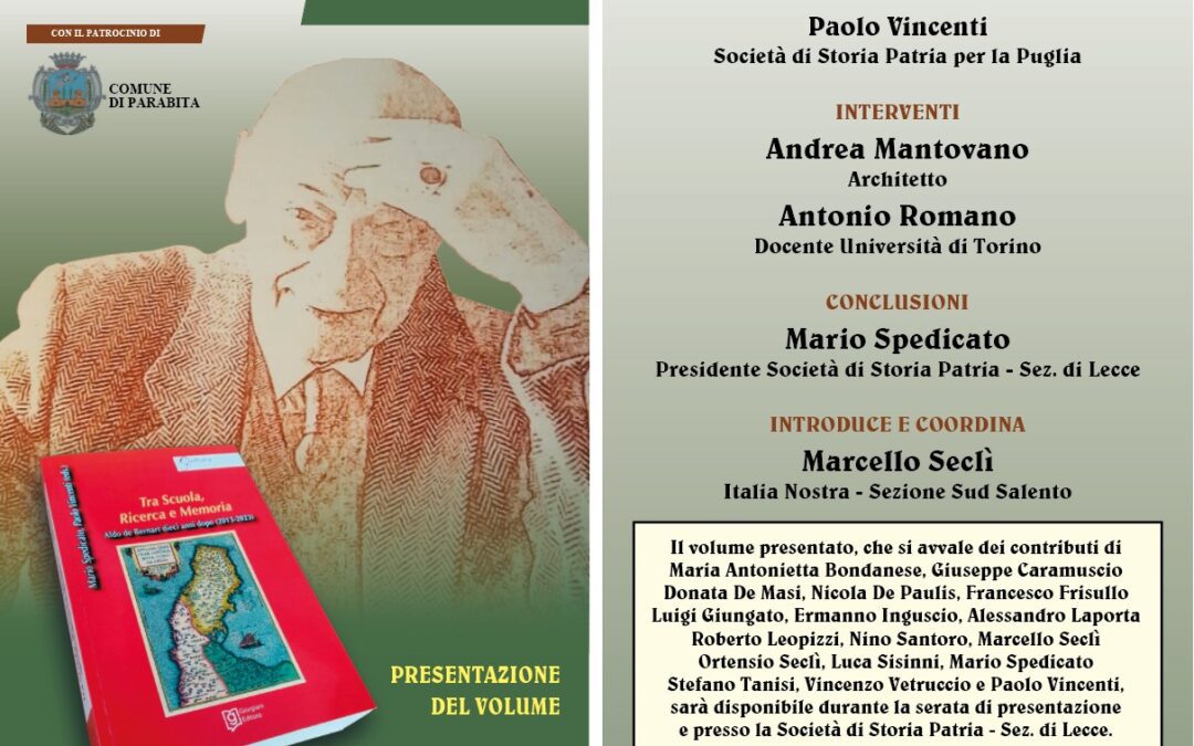 Il 20 febbraio prossimo presentazione del volume “Tra Scuola, Ricerca e Memoria. Aldo de Bernart dieci anni dopo (2013-2023)”