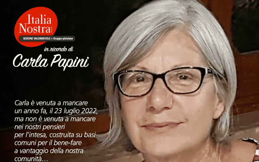 Il 23 Luglio 2022 il mondo culturale e l’associazionismo della Valdinievole perdeva una persona di valore: la prof.ssa Carla Papini
