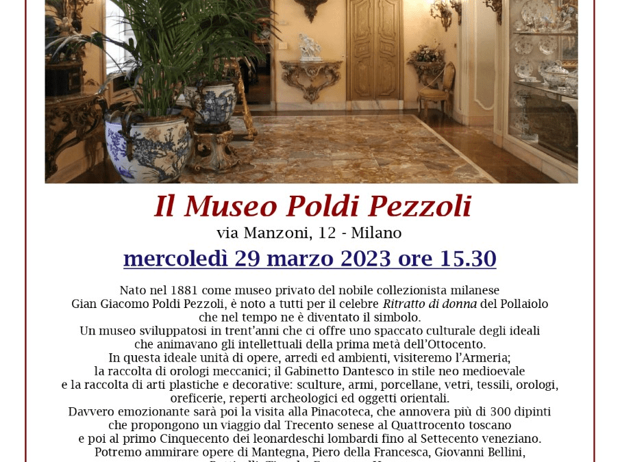 Il 29 marzo “visita-passeggiata” tra le bellezze e le curiosità della casa-museo Poldi Pezzoli
