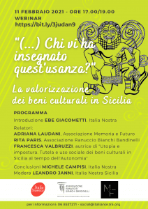 Valorizzazione dei beni culturali siciliani – WEBINAR giovedì 11 gennaio 2021