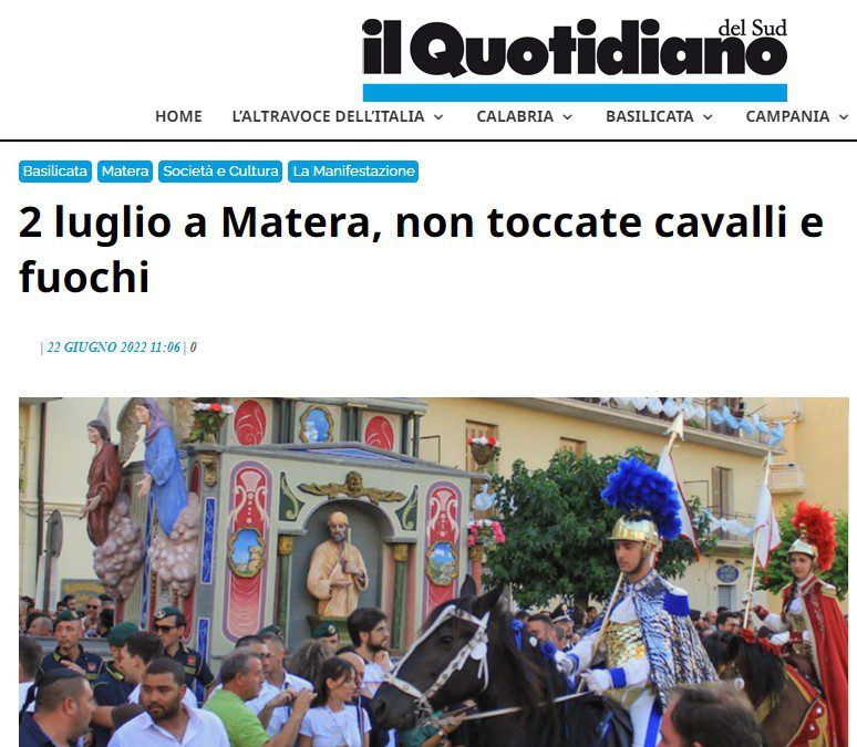 2 luglio a Matera, non toccate cavalli e fuochi (di Vitantonio Iacoviello)