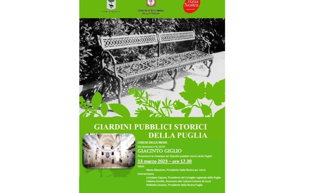 Si è svolta a Lecce la presentazione del volume “I giardini storici della Puglia”