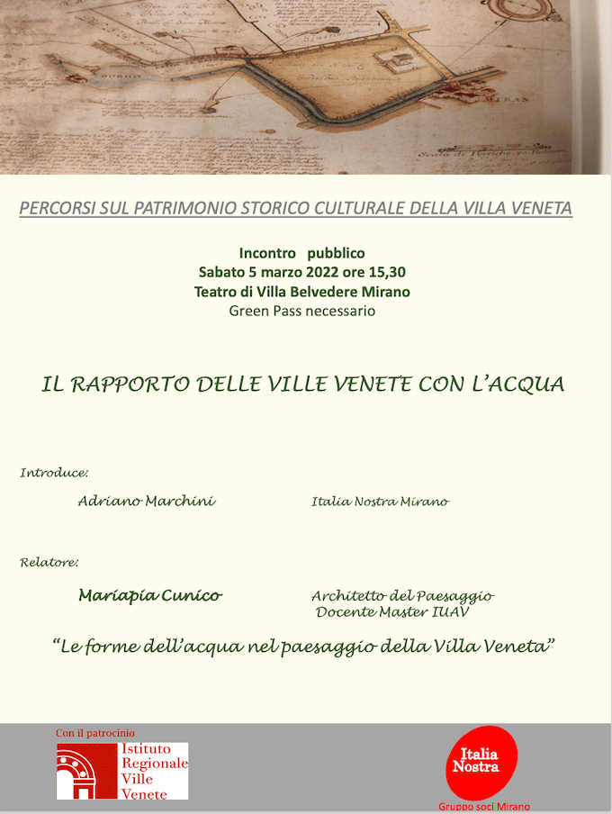 Sabato 5 marzo, il terzo  incontro pubblico di “Percorsi sul patrimonio storico culturale  della Villa Veneta”   