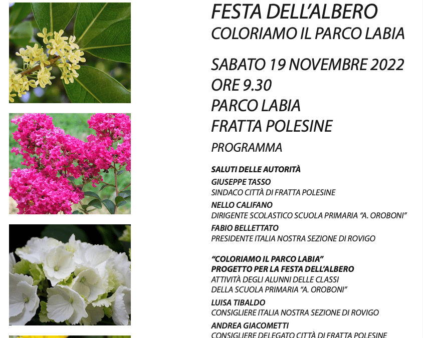Festa dell’albero sabato 19 novembre 2022 a Rovigo