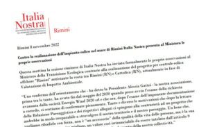 Contro la realizzazione dell’impianto eolico nel mare di Rimini Italia Nostra presenta al Ministero le proprie osservazioni