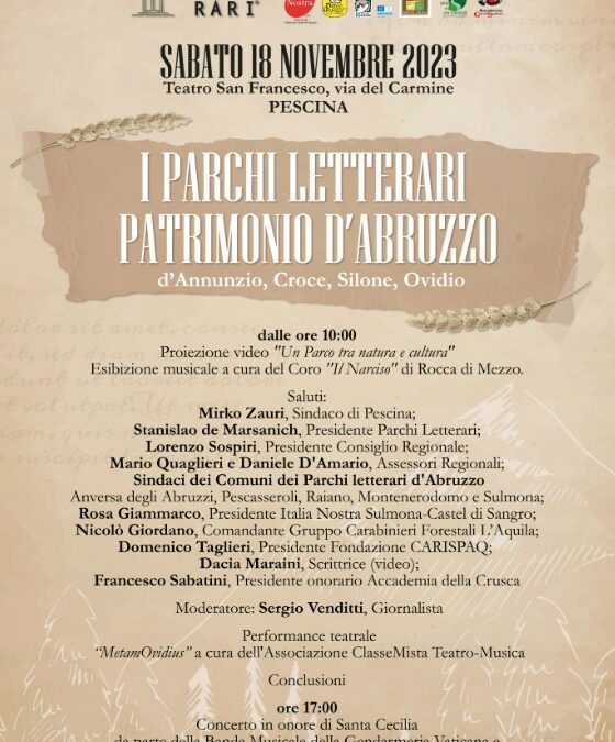 Evento sui Parchi Letterari (Pescina, 18 novembre 2023)