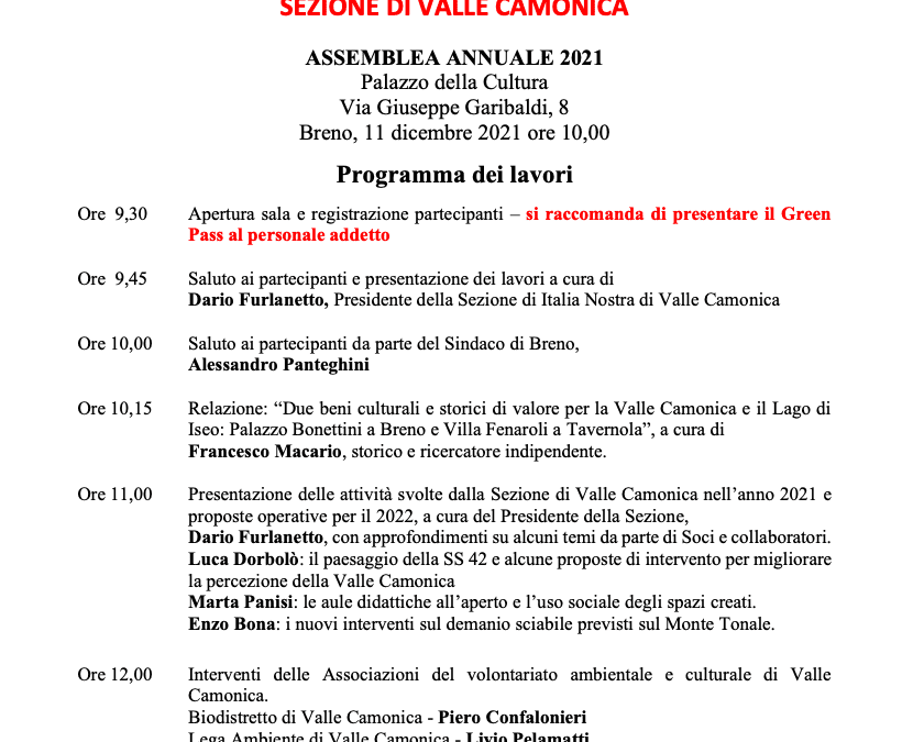 Assemblea annuale Italia Nostra Valle Camonica