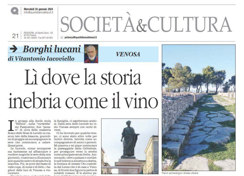 Vitantonio Iacoviello su Venosa: Lì dove la storia inebria come il vino